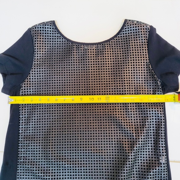 Black Leather Short Sleeve Mesh Top by TROUVE - Picture 5 of 9